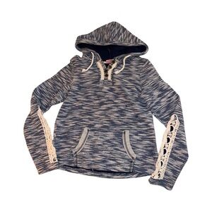 BKE Blue and White Hoodie with Lace Details